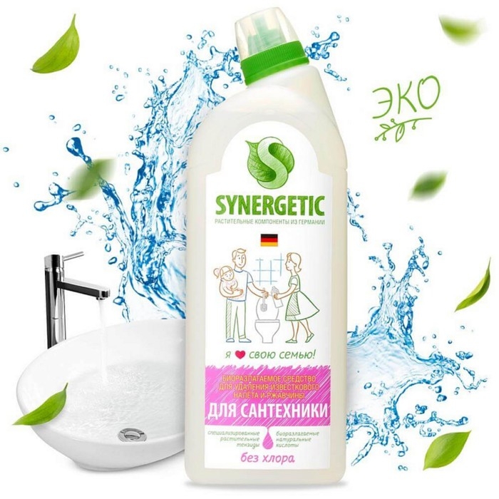 Чистящее средство Synergetic, гель, для сантехники, без хлора, 1 л ...